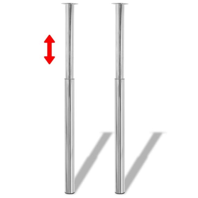 Berkfield Home 2 Telescopic Table Legs Chrome 710 mm-1100 mm in Silver - image 1