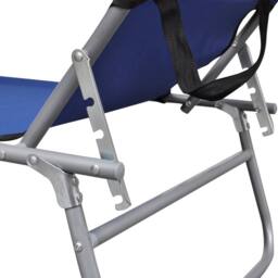 Berkfield Home Folding Sun Lounger with Canopy Steel & Fabric Blue - thumbnail 4