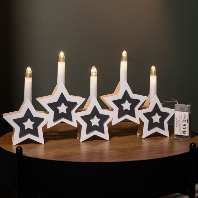 Samuel Alexander 38cm Battery Operated White Wooden Christmas Candle Bridge Decoration with LEDs - image 1