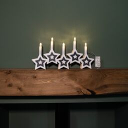 Samuel Alexander 38cm Battery Operated White Wooden Christmas Candle Bridge Decoration with LEDs - thumbnail 3