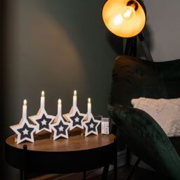 Samuel Alexander 38cm Battery Operated White Wooden Christmas Candle Bridge Decoration with LEDs - thumbnail 2