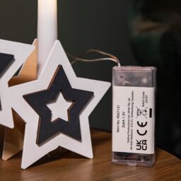 Samuel Alexander 38cm Battery Operated White Wooden Christmas Candle Bridge Decoration with LEDs - thumbnail 5