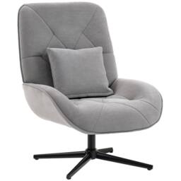 HOMCOM Swivel Accent Chair, Chenille Armchair with Lumbar Pillow, Light Grey - thumbnail 2