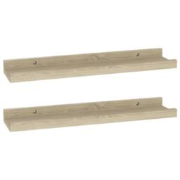 Berkfield Home Wall Shelves 2 pcs Sonoma Oak 40x9x3 cm in Light Tan - Size: 40 x 9 x 3 cm