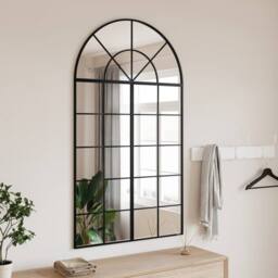 Berkfield Home Wall Mirror Black 80x140 cm Arch Iron - thumbnail 2