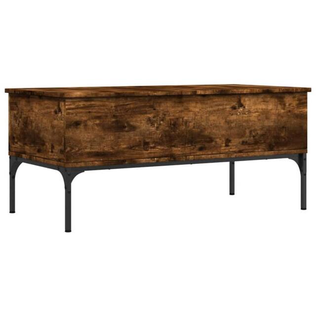 Berkfield Home Coffee Table Smoked Oak 100x50x45 cm Engineered Wood & Metal in Brown - Size: 100 x 50 x 45 cm - image 1