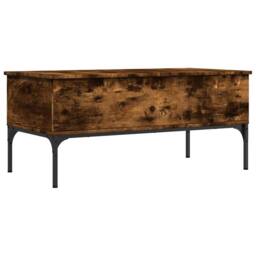 Berkfield Home Coffee Table Smoked Oak 100x50x45 cm Engineered Wood & Metal in Brown - Size: 100 x 50 x 45 cm - thumbnail 7