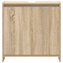 Berkfield Home Bathroom Cabinet Sonoma Oak 60x33x61 cm Engineered Wood in Light Oak - Size: 60 x 33 x 61 cm - thumbnail 6