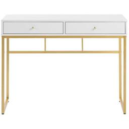 Wyld and Coco Console Table White 2 Drawers 100 x 48 cm with Golden Base - thumbnail 4