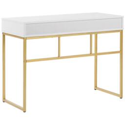 Wyld and Coco Console Table White 2 Drawers 100 x 48 cm with Golden Base - thumbnail 7