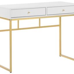 Wyld and Coco Console Table White 2 Drawers 100 x 48 cm with Golden Base - thumbnail 2