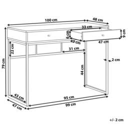 Wyld and Coco Console Table White 2 Drawers 100 x 48 cm with Golden Base - thumbnail 3