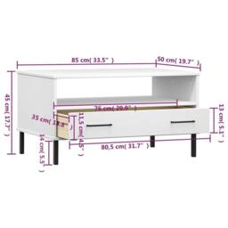 Berkfield Home Coffee Table with Metal Legs White 85x50x45cm Solid Wood OSLO - Size: 85 x 50 x 45 cm - thumbnail 8