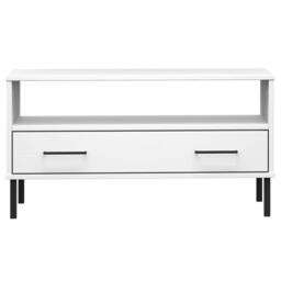 Berkfield Home Coffee Table with Metal Legs White 85x50x45cm Solid Wood OSLO - Size: 85 x 50 x 45 cm - thumbnail 4