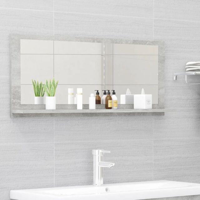 Berkfield Home Bathroom Mirror Concrete Grey 90x10.5x37 cm Engineered Wood - image 1