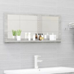 Berkfield Home Bathroom Mirror Concrete Grey 90x10.5x37 cm Engineered Wood - thumbnail 1