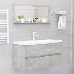 Berkfield Home Bathroom Mirror Concrete Grey 90x10.5x37 cm Engineered Wood - thumbnail 4