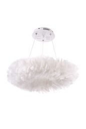 Living and Home Chic Feather 6-Light Chandelier Pendant Light in White - thumbnail 3