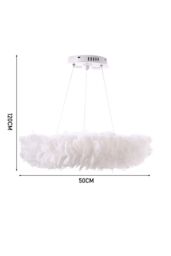 Living and Home Chic Feather 6-Light Chandelier Pendant Light in White - thumbnail 2