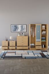 Home Discount Vida Designs 4Pc Bedroom Set 2x3Bedside, 5 Drawer, 3Dr Mirror Wardrobe in Brown - thumbnail 3