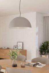 Eglo Gaetano 1 Large Grey Steel Dome Pendant Light in Light Grey - thumbnail 3