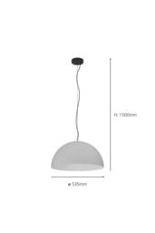 Eglo Gaetano 1 Large Grey Steel Dome Pendant Light in Light Grey - thumbnail 4
