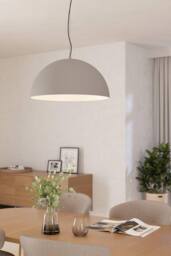 Eglo Gaetano 1 Large Grey Steel Dome Pendant Light in Light Grey - thumbnail 2