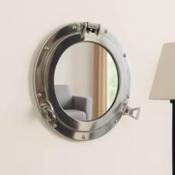 Melody Maison Silver Metal Porthole Mirror 28cm X 28cm in Clear - Size: 28 cm X 28 cm - thumbnail 2