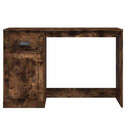 Berkfield Home Desk with Drawer Smoked Oak 115x50x75 cm Engineered Wood in Brown - Size: 115 x 50 x 75 cm - thumbnail 6