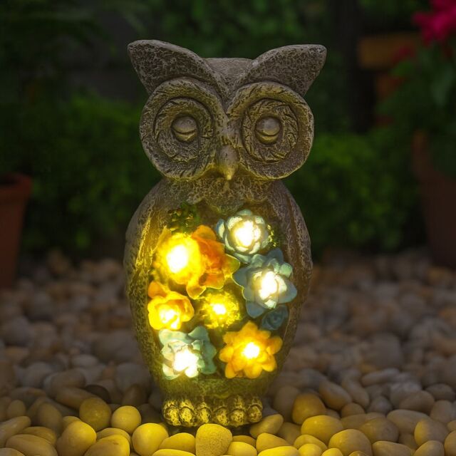 ILFD Group Ltd Solar Owl Garden Ornament in Grey - Size: 6 Pack - image 1