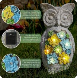 ILFD Group Ltd Solar Owl Garden Ornament in Grey - Size: 6 Pack - thumbnail 4