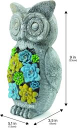 ILFD Group Ltd Solar Owl Garden Ornament in Grey - Size: 6 Pack - thumbnail 3