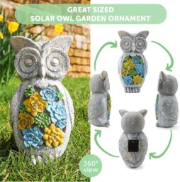 ILFD Group Ltd Solar Owl Garden Ornament in Grey - Size: 6 Pack - thumbnail 5