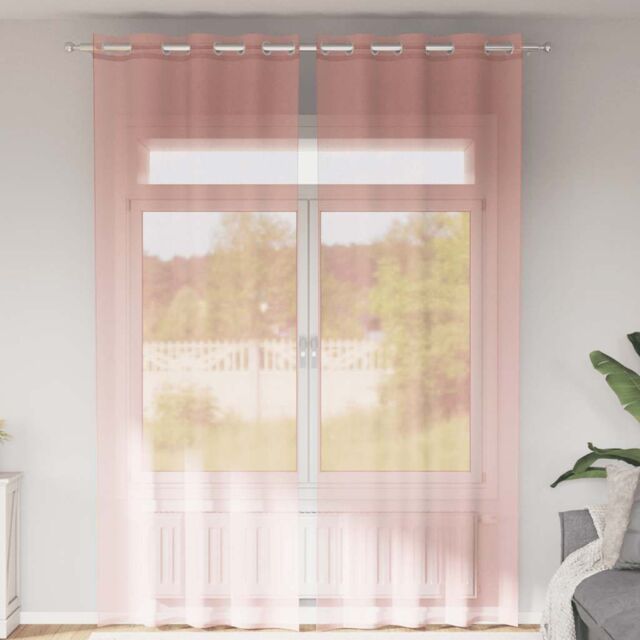 Berkfield Home Voile Curtains with Grommets 2 pcs Pink 140x300 cm - image 1