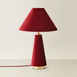 ValueLights Martha Conical Lamp Shade Velvet Boucle Fabric Table Lamp with Bulb in Burgundy - thumbnail 3