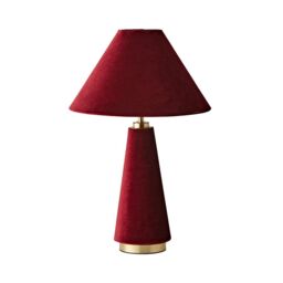 ValueLights Martha Conical Lamp Shade Velvet Boucle Fabric Table Lamp with Bulb in Burgundy - thumbnail 7