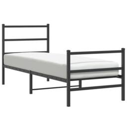 Berkfield Home Metal Bed Frame without Mattress with Footboard¬†Black 75x190cm in Black - Size: 75x190 cm - thumbnail 1