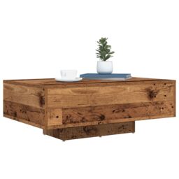 Berkfield Home Coffee Table with LED Lights Old Wood 85x55x31 cm in Brown - Size: 85 x 55 x 31 cm - thumbnail 3