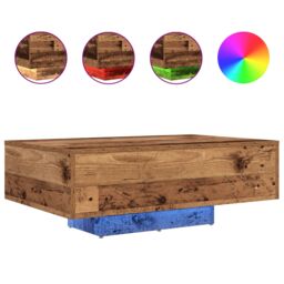 Berkfield Home Coffee Table with LED Lights Old Wood 85x55x31 cm in Brown - Size: 85 x 55 x 31 cm - thumbnail 4