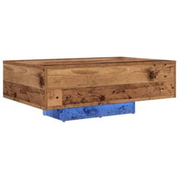 Berkfield Home Coffee Table with LED Lights Old Wood 85x55x31 cm in Brown - Size: 85 x 55 x 31 cm - thumbnail 2