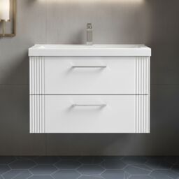 Balterley Wall Hung 2 Drawers Vanity Unit - Mid-Edge Basin 800mm, Satin White - thumbnail 8