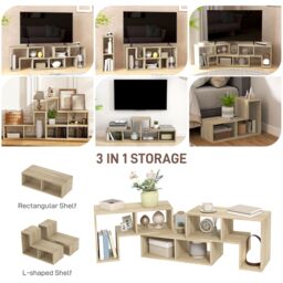 HOMCOM TV Unit for TVs up to 75 Inches, Free Combination TV Stand in Grey - thumbnail 5