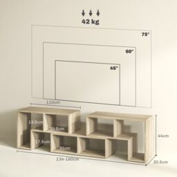 HOMCOM TV Unit for TVs up to 75 Inches, Free Combination TV Stand in Grey - thumbnail 3