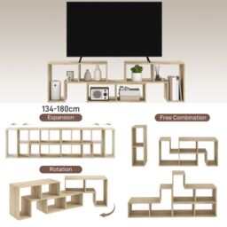 HOMCOM TV Unit for TVs up to 75 Inches, Free Combination TV Stand in Grey - thumbnail 4