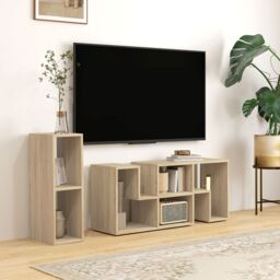 HOMCOM TV Unit for TVs up to 75 Inches, Free Combination TV Stand in Grey - thumbnail 1