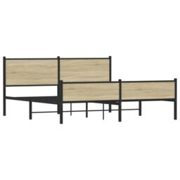 Berkfield Home Metal Bed Frame without Mattress Sonoma Oak 180x200 cm Super King in Brown - thumbnail 4
