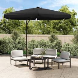 Berkfield Home Garden Parasol with Steel Pole 300 cm Black - thumbnail 1