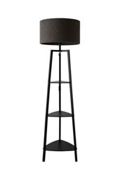 ValueLights Hiru Black 3 Tier Shelf Floor Lamp with Boucle Shade & Bulb in Charcoal - thumbnail 6