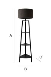 ValueLights Hiru Black 3 Tier Shelf Floor Lamp with Boucle Shade & Bulb in Charcoal - thumbnail 7