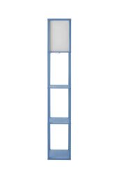 ValueLights Struttura Pastel Wooden Shelving Floor Lamp with Fabric Shade & Bulb in Baby Blue - thumbnail 6